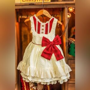 Red and Cream Plaid Bow Dress